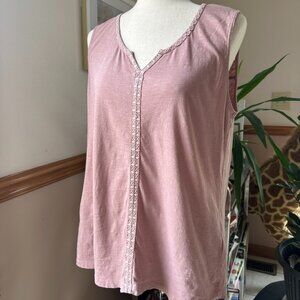 Kuhl Womens Sleeveless Top, Dusty Pink, L, Embroidered Trim